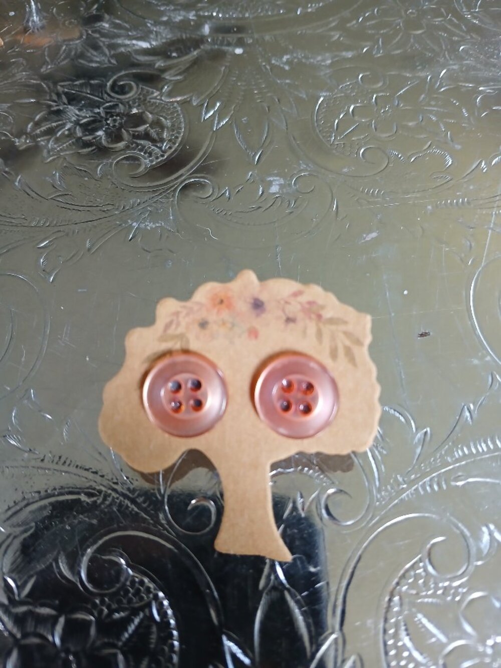 Light Pink Vintage Button Earrings